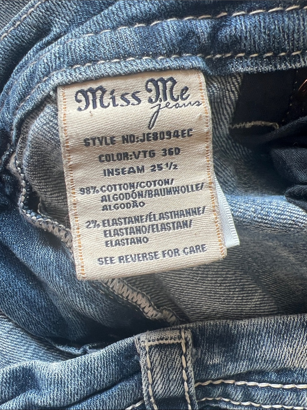 Miss Me Women’s Faded Blue Slim Straight Jeans with Distressed Trim - Picture 6 of 10